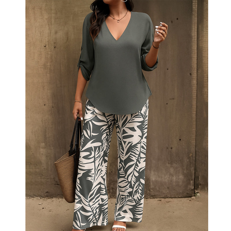 Aivella | Ensemble élégant pour femmes avec pantalon à motifs