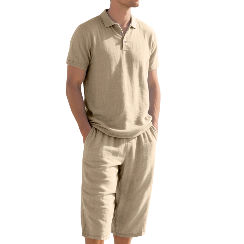 Nikvoon | Ensemble chemise et pantalon en lin adapté à la vie quotidienne