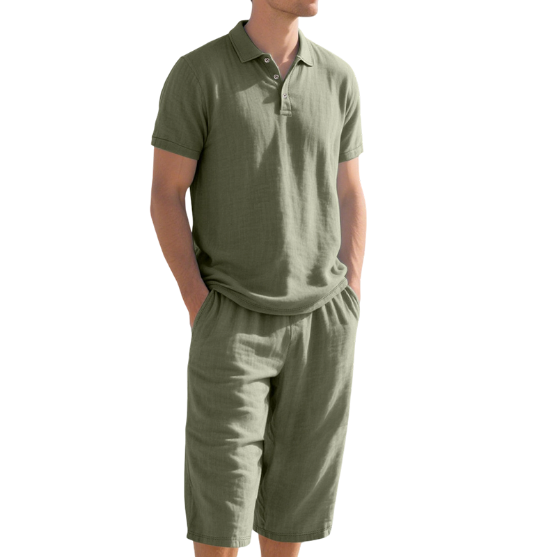 Nikvoon | Ensemble chemise et pantalon en lin adapté à la vie quotidienne