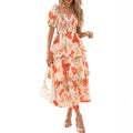 Shemerra | Robe maxi en chiffon avec design floral à volants