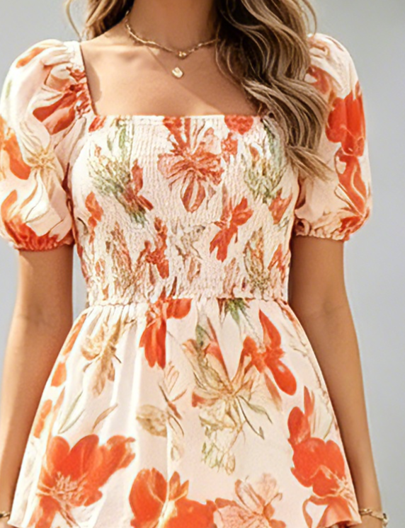 Shemerra | Robe maxi en chiffon avec design floral à volants