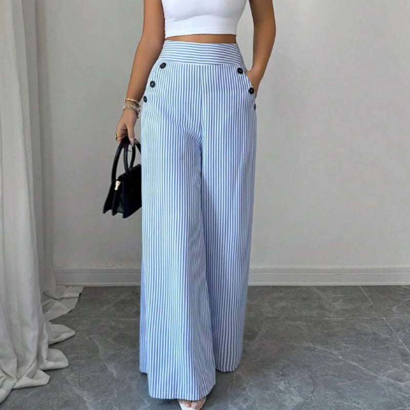 Doviane | Pantalon en lin rayé taille haute