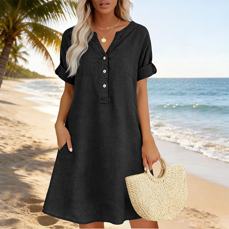 Damflie | Robe tunique décontractée avec décolleté en V et poches