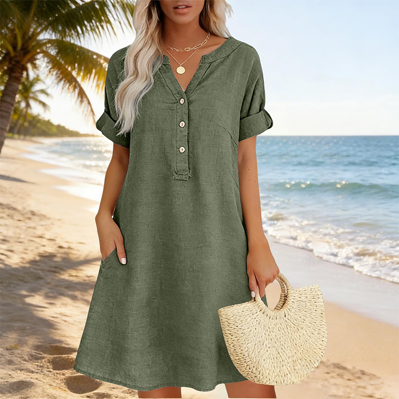 Damflie | Robe tunique décontractée avec décolleté en V et poches