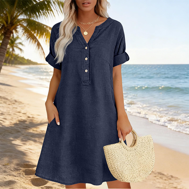 Damflie | Robe tunique décontractée avec décolleté en V et poches