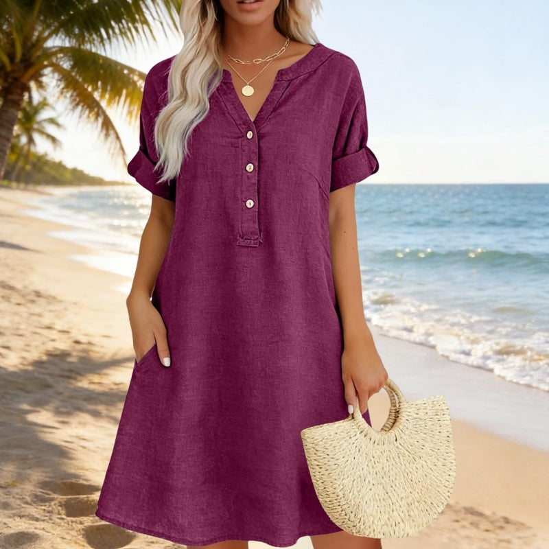 Damflie | Robe tunique décontractée avec décolleté en V et poches