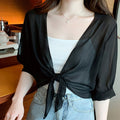 Gloumea | Cardigan court léger en chiffon transparent