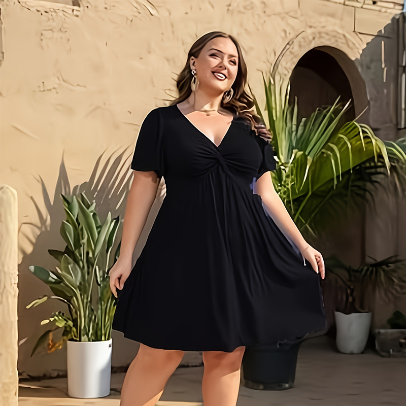 Kesalia | Robe midi fluide avec devant torsadé