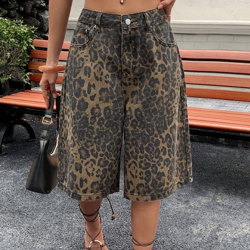 Clotilda | Shorts cool taille haute avec imprimé léopard