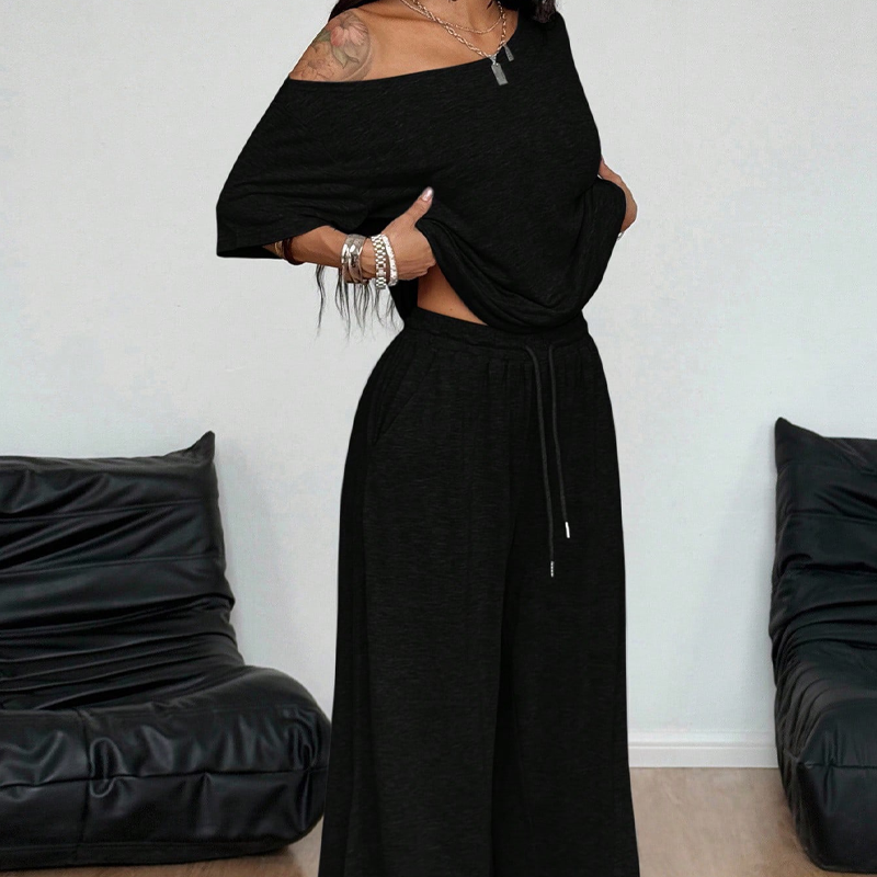Gertreda | Ensemble deux pièces sans épaules avec pantalon large