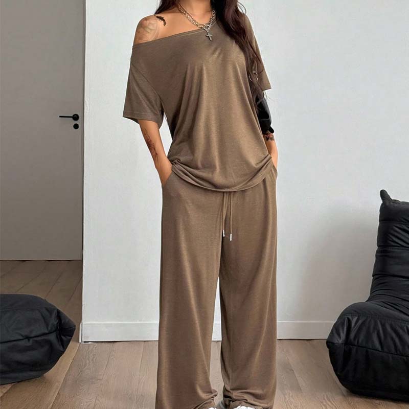 Gertreda | Ensemble deux pièces sans épaules avec pantalon large