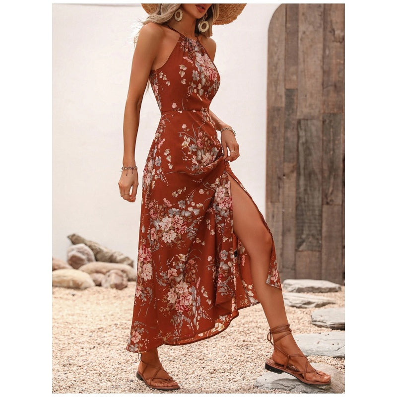 Jarissa | Robe dos nu florale avec fente latérale