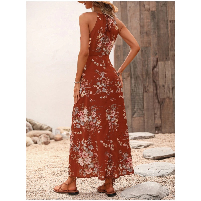 Jarissa | Robe dos nu florale avec fente latérale