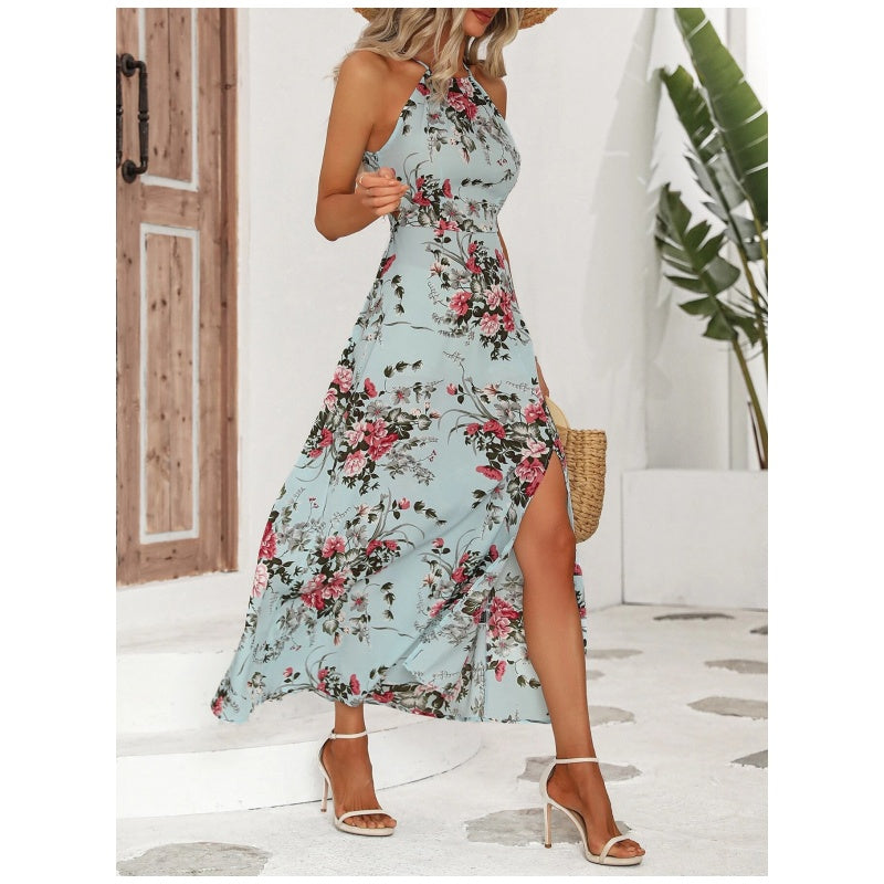 Jarissa | Robe dos nu florale avec fente latérale