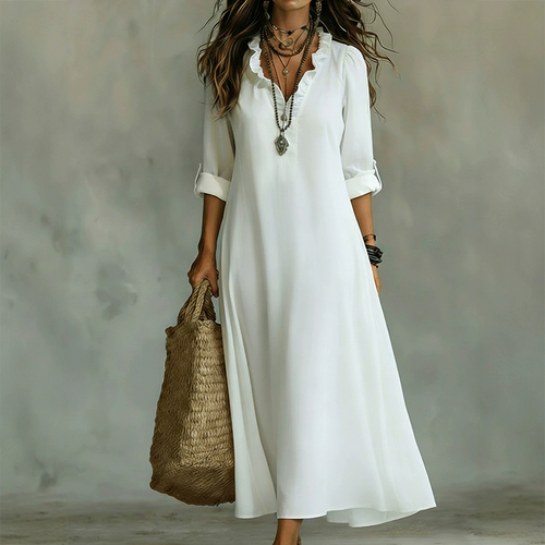 Eerahina | Robe maxi boho avec volants et décolleté en V