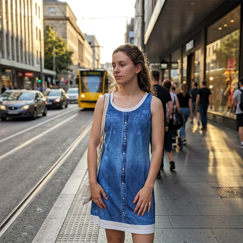 Paginna | Robe en denim avec look superposé