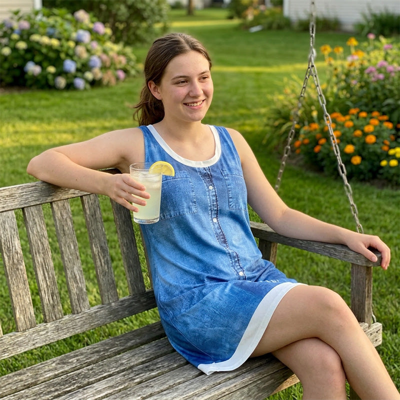 Paginna | Robe en denim avec look superposé