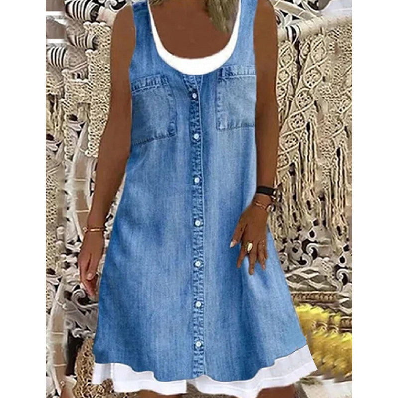 Paginna | Robe en denim avec look superposé