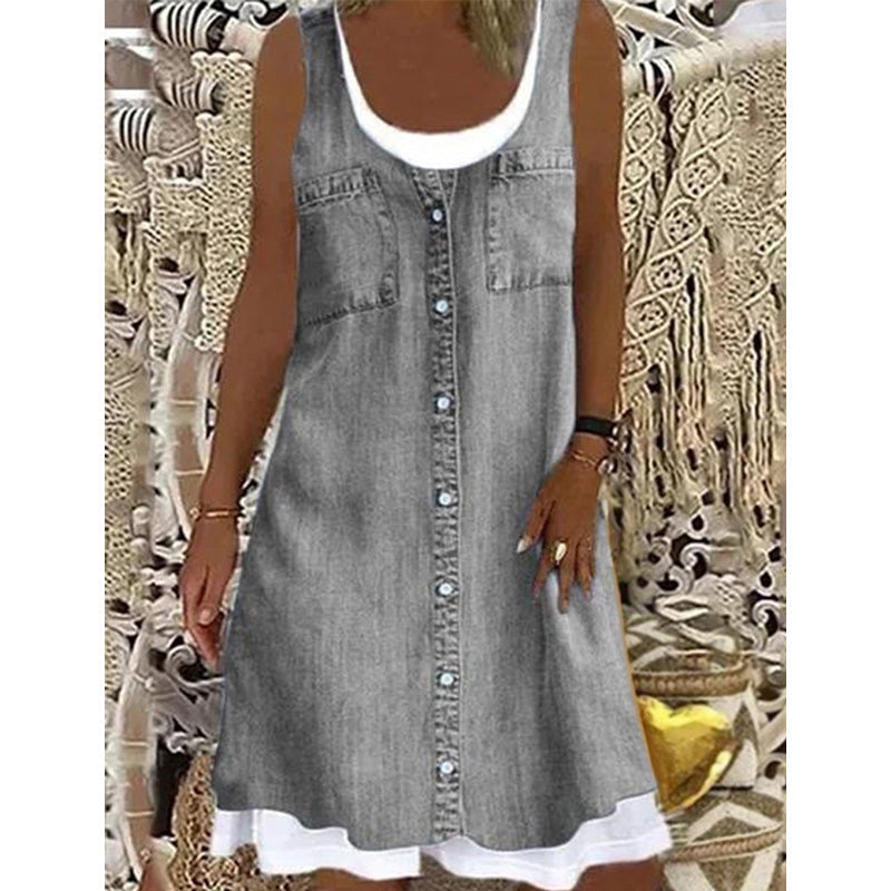 Paginna | Robe en denim avec look superposé