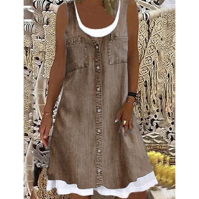 Paginna | Robe en denim avec look superposé