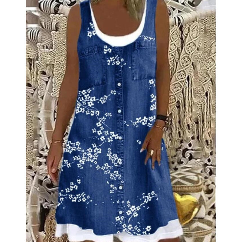 Paginna | Robe en denim avec look superposé