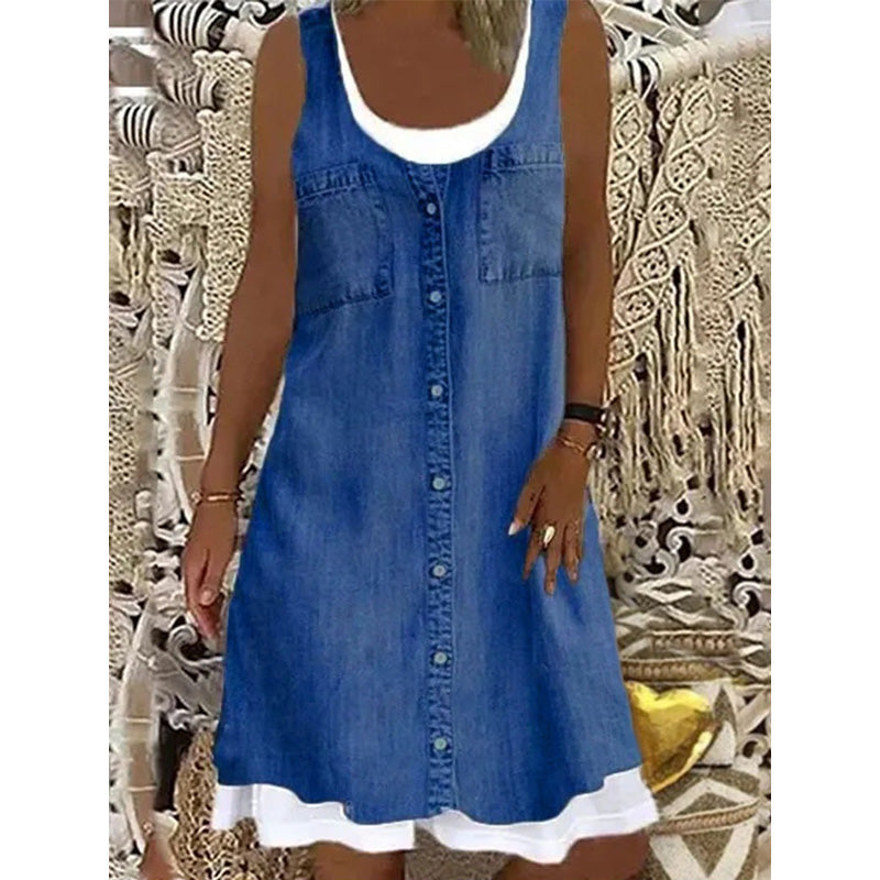 Paginna | Robe en denim avec look superposé