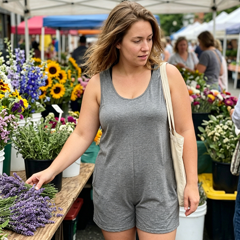 Elessa | Combinaison sans manches grande taille avec poches