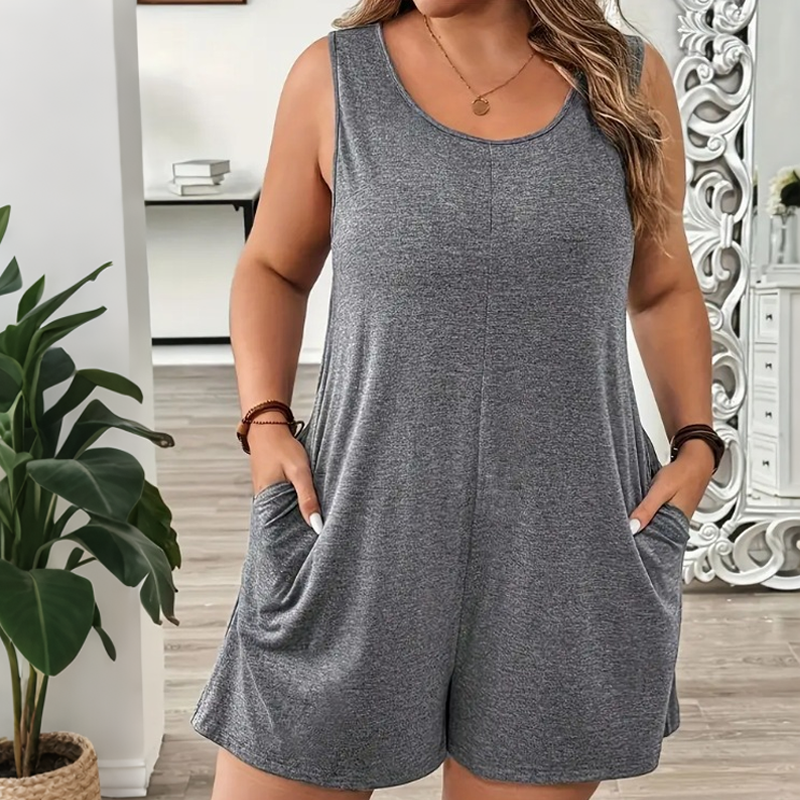 Elessa | Combinaison sans manches grande taille avec poches
