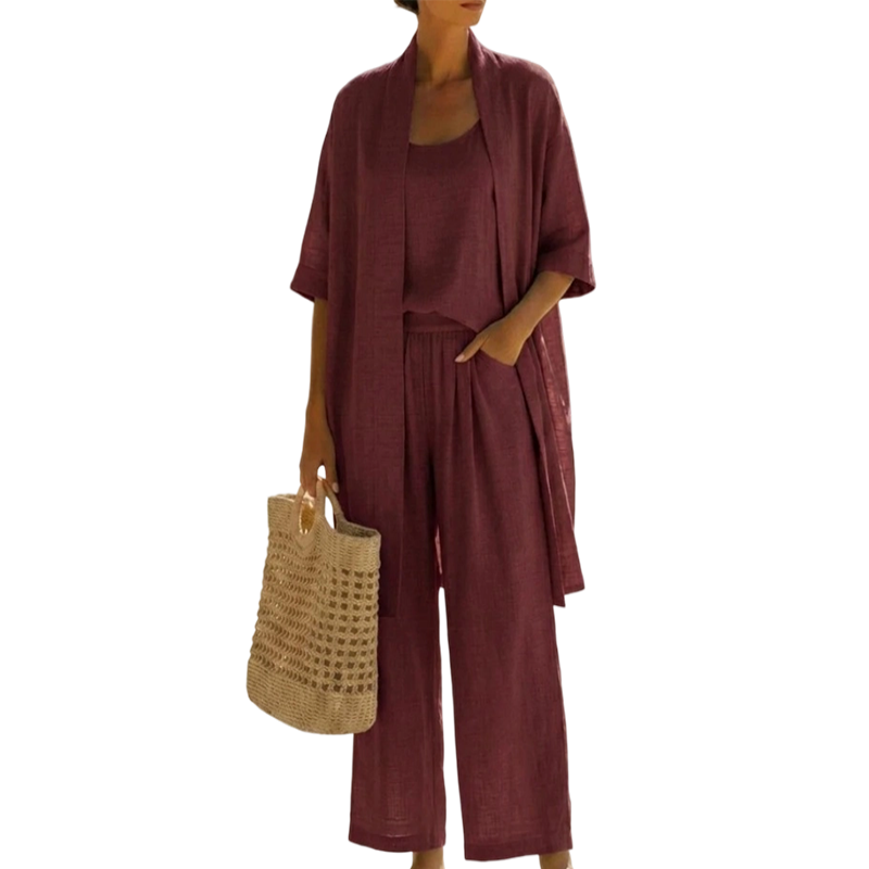Hirelina | Ensemble de resort respirant avec cardigan ouvert