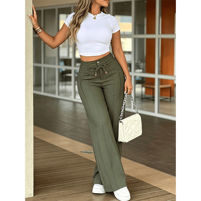 Celevia | Pantalon taille haute à jambe large