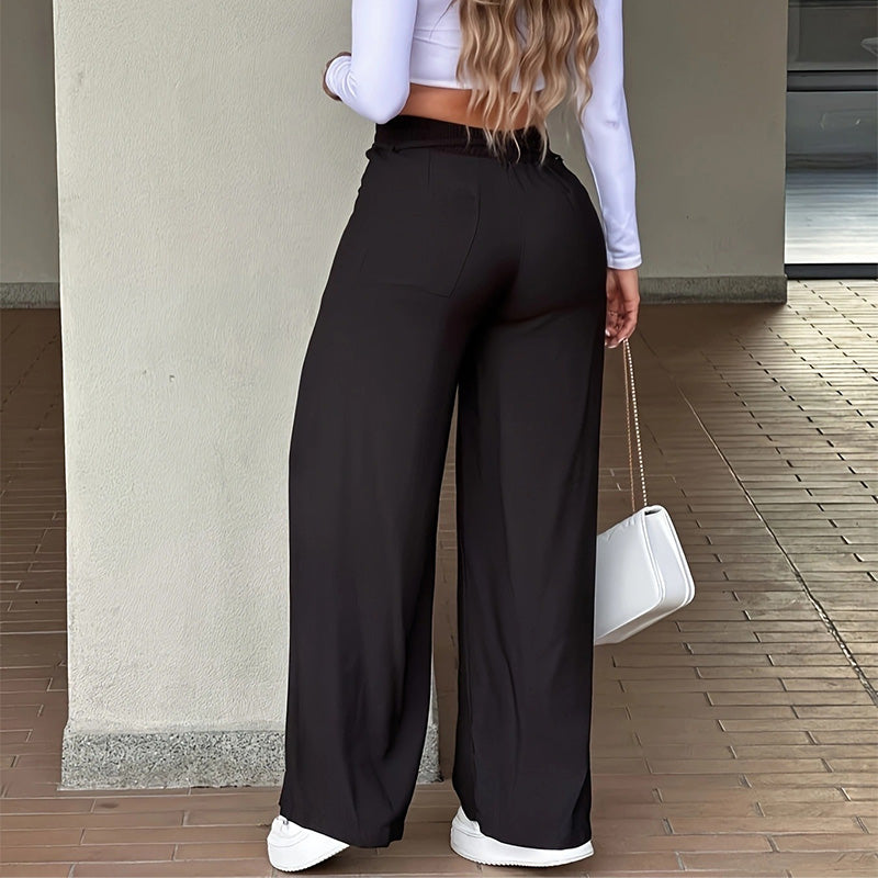 Celevia | Pantalon taille haute à jambe large