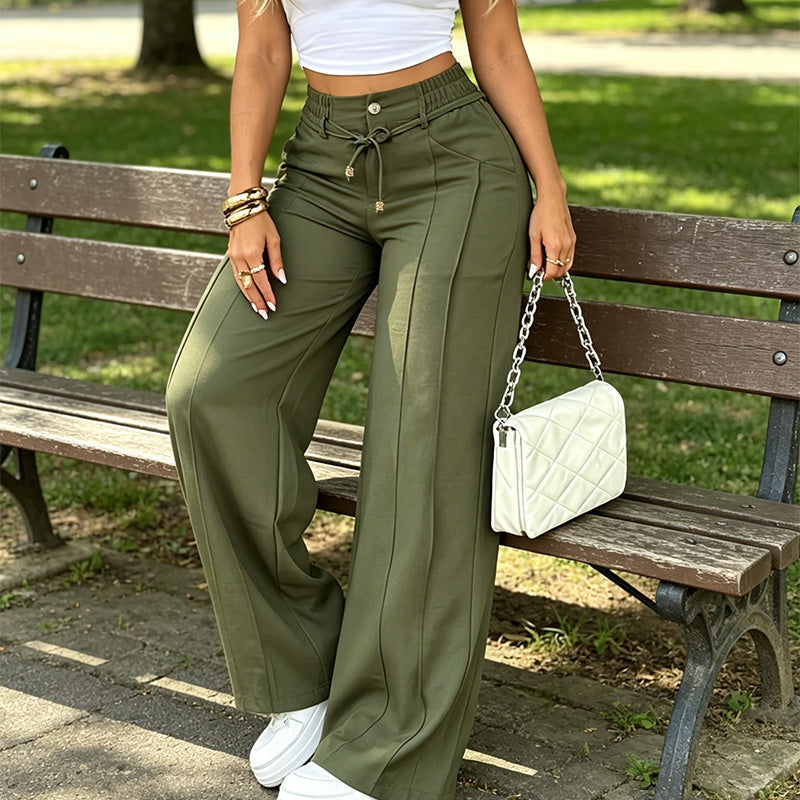 Celevia | Pantalon taille haute à jambe large