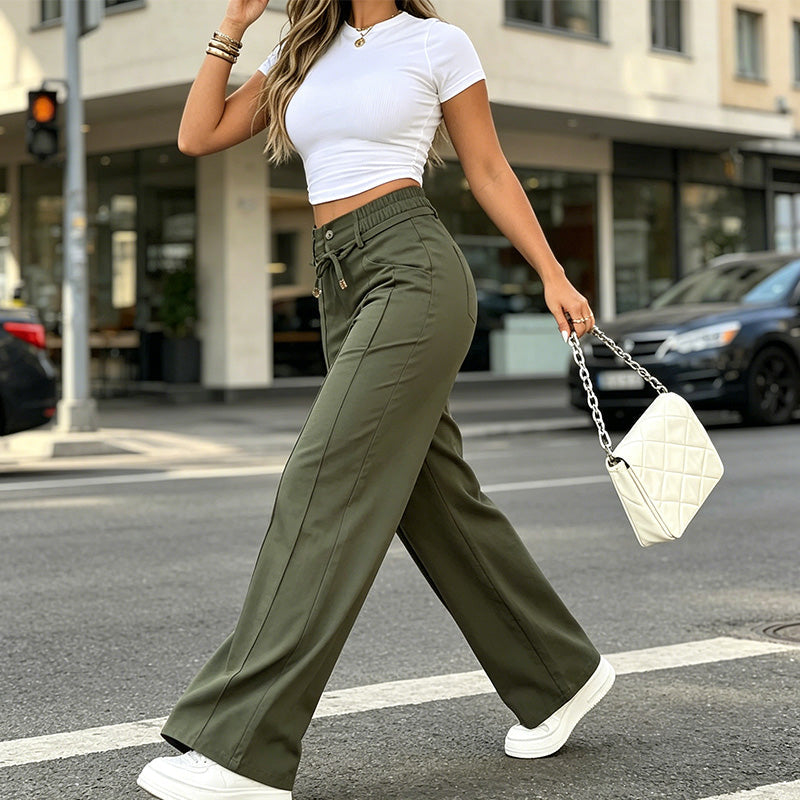 Celevia | Pantalon taille haute à jambe large