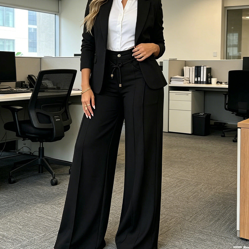 Celevia | Pantalon taille haute à jambe large