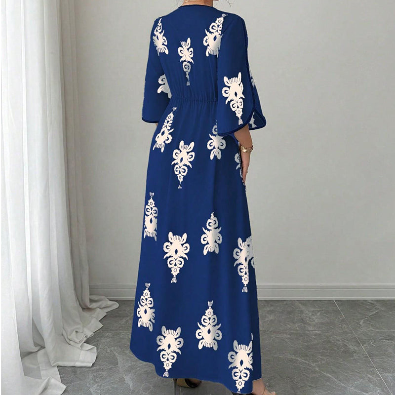 Qoucie | Robe maxi à décolleté en V avec une touche d'été élégante