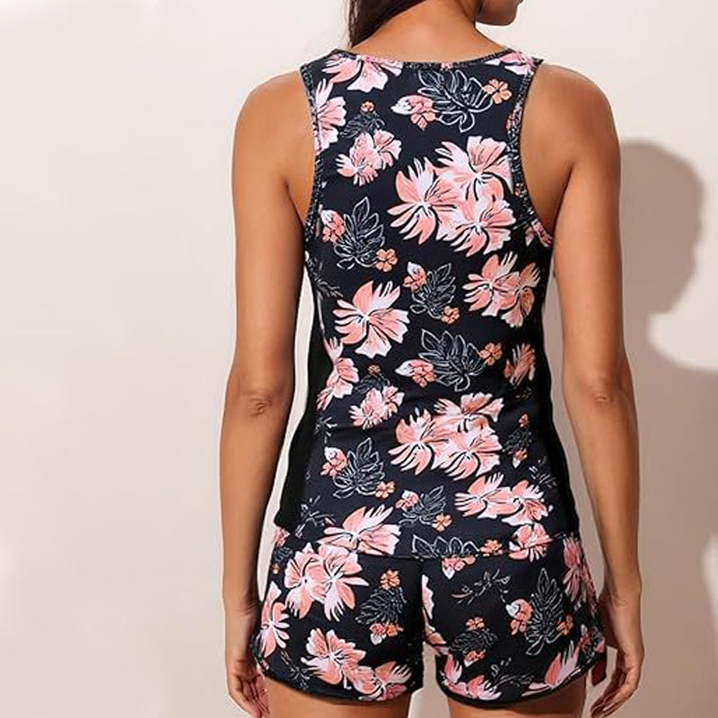 Ensemble maillot de bain femme avec débardeur floral et short