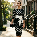 Defiane | Robe midi féminine avec design à pois classique