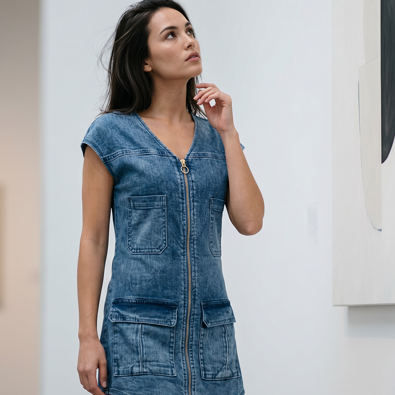 Savrielle | Robe à manches courtes avec fermeture éclair intégrale