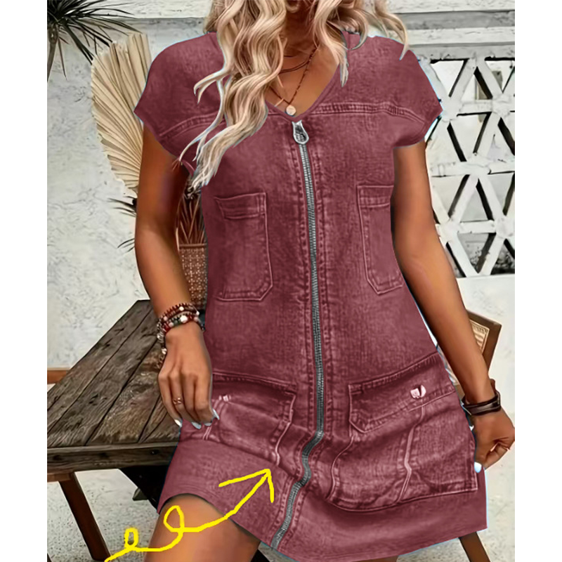 Savrielle | Robe à manches courtes avec fermeture éclair intégrale