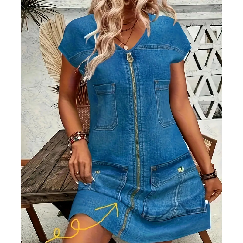 Savrielle | Robe à manches courtes avec fermeture éclair intégrale