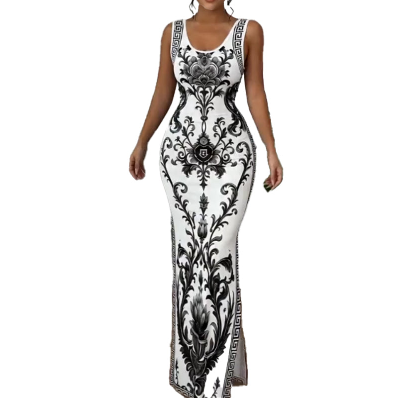 Rosemelch | Robe maxi ajustée avec motif floral
