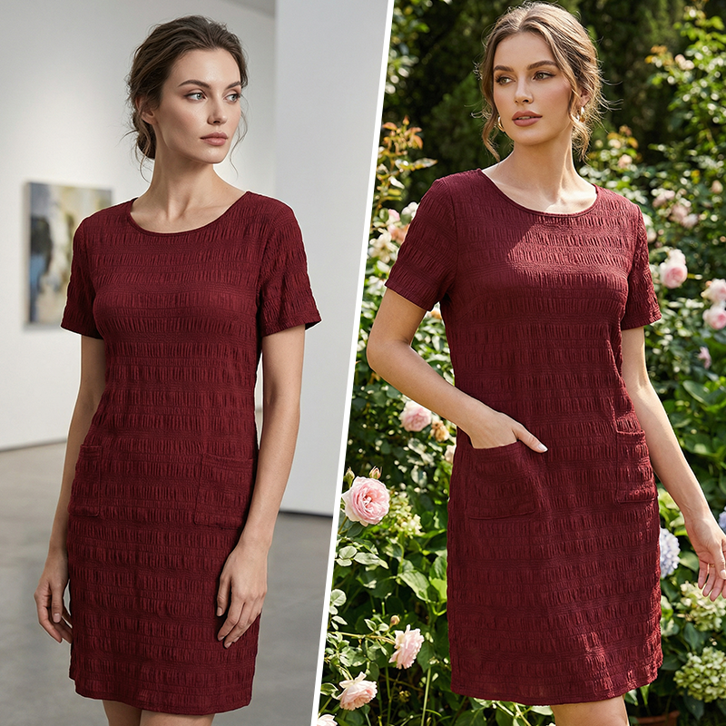 Tesalia | Robe décontractée anti-rides avec motif texturé