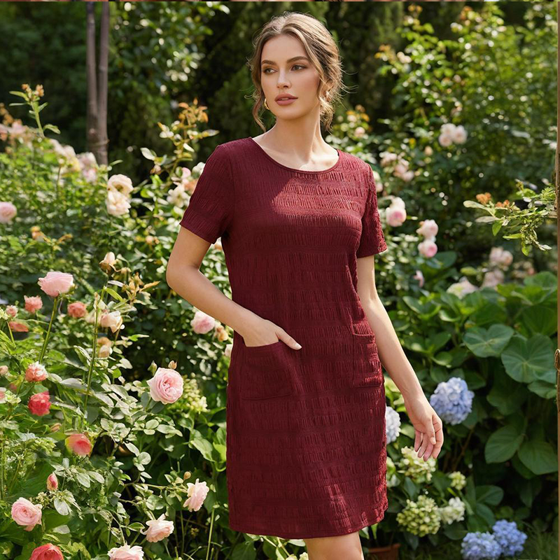 Tesalia | Robe décontractée anti-rides avec motif texturé