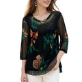 Flexiesa | Blouse tunique florale avec manches transparentes