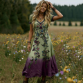 Lelean | Robe maxi vintage dégradée avec décolleté en V