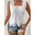 Aedazy | Top en dentelle sans manches avec ourlet en coquillage