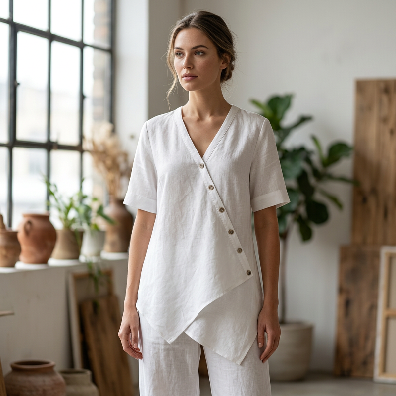 Osterlah | Ensemble asymétrique à deux pièces avec pantalon large