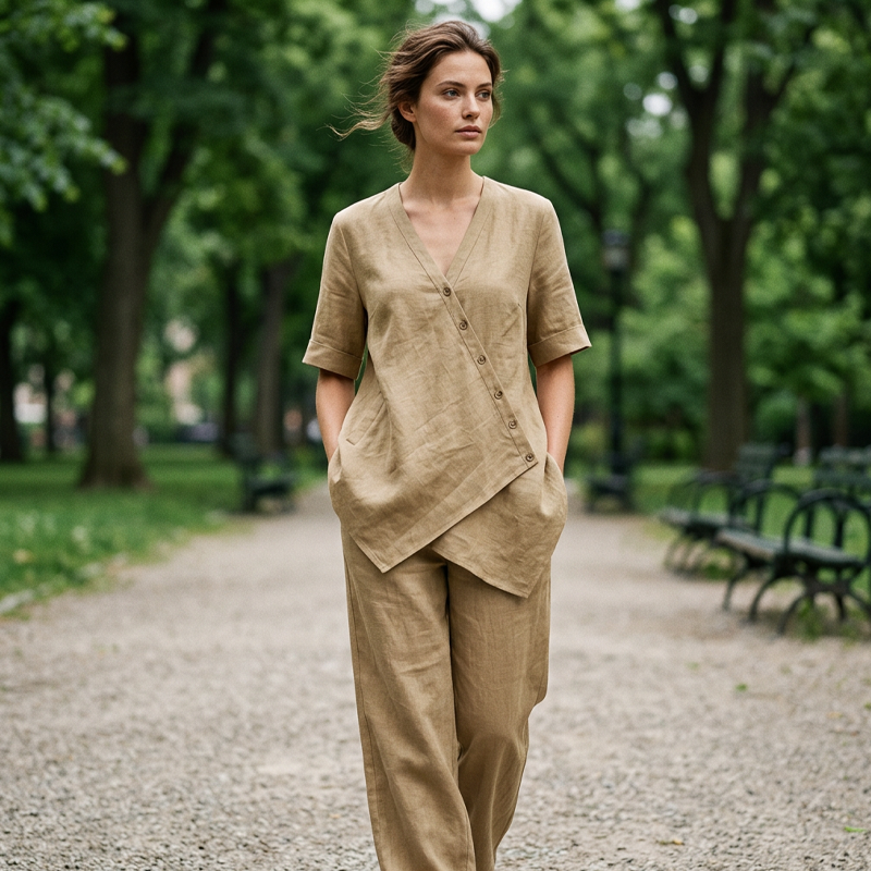 Osterlah | Ensemble asymétrique à deux pièces avec pantalon large