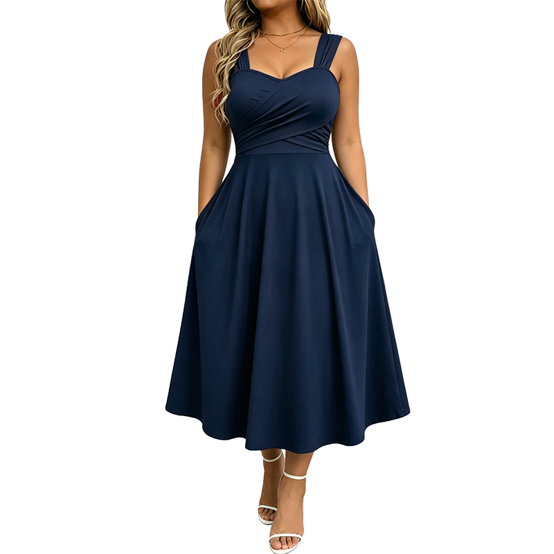 Amaina | Robe midi en A avec taille croisée