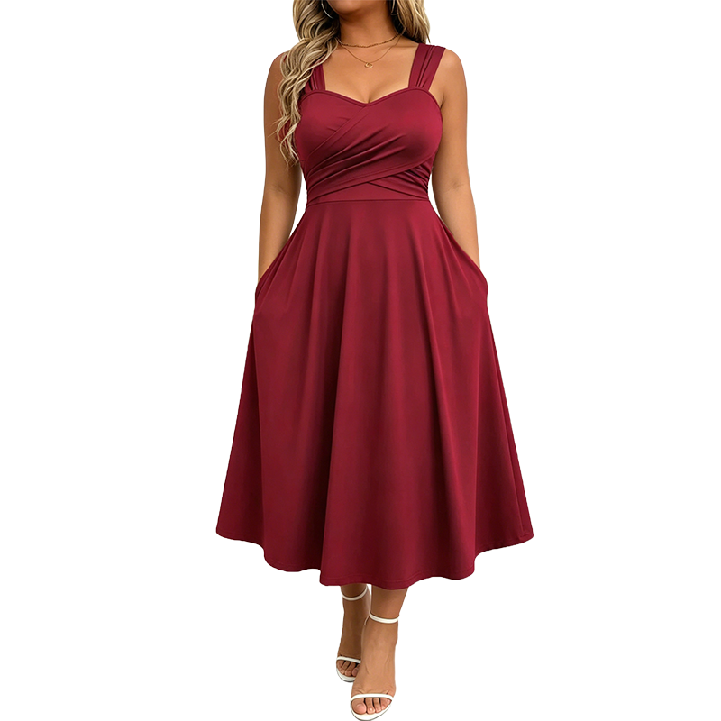 Amaina | Robe midi en A avec taille croisée